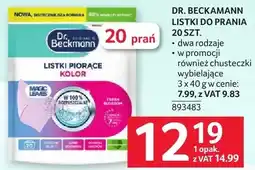 Selgros Listki piorące Dr. Beckmann 20 SZT oferta