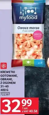 Selgros Krewetki gotowane, obrane z ogonem 31-40 400g Myfood oferta