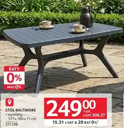 Selgros Stół Baltimore wymiary 177x100x71 cm oferta