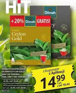 Selgros Herbata ekspresowa Dilmah Ceylon Gold 100/120 torebek Earl Grey Yogi torebek +20% Dilmah gratis oferta