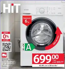 Selgros Pralka WA 7161 BOMANN oferta