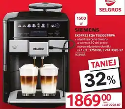 Selgros Ekspres do kawy Siemens EQ6 TE655319RW 1500W oferta