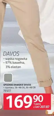 Selgros Spodnie damskie DAVOS, rozmiary 36-48/30, 36-48/28, wąska nogawka, 97% bawełna, 3% elastan oferta