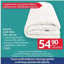 Selgros Kołdra Aloe Vera 160 x 200 cm oferta