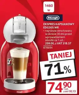 Selgros Ekspres kapsułkowy DeLonghi EDG305.WR 1460W oferta