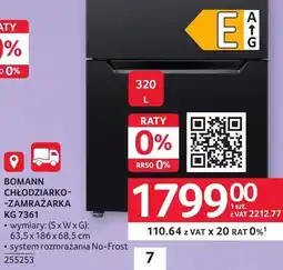 Selgros Chłodziarko-zamrażarka KG 7361 BOMANN oferta