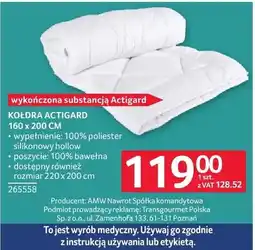 Selgros Kołdra Actigard 160 x 200 cm oferta