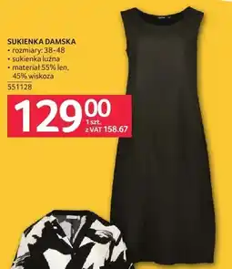 Selgros Sukienka damska, rozmiary 36-48, sukienka luźna, materiał 55% len, 45% wiskoza oferta