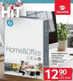 Selgros Papier PAPIER KSERO HP A4 HOME & OFFICE 500 ARKUSZY 432402 oferta