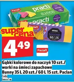 Topaz Gąbki kolorowe do naczyń 10szt./worki na śmieci zapachowe Bunny 35l 20szt./60l 15szt oferta