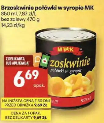 Delikatesy Centrum Brzoskwinie połówki w syropie MK oferta