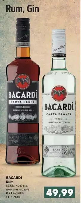 Kaufland Bacardi Rum 37,5%, 40% 0,7l oferta