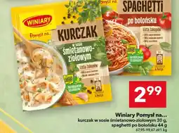 Lewiatan Pomysł na kurczak w sosie śmietanowo-ziołowym, spaghetti po bolońsku oferta