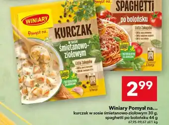 Pomysł na kurczak w sosie śmietanowo-ziołowym, spaghetti po bolońsku