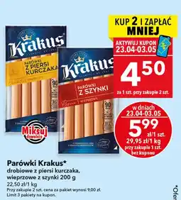 Lewiatan Parówki drobiowe z piersi kurczaka, wieprzowe z szynki oferta