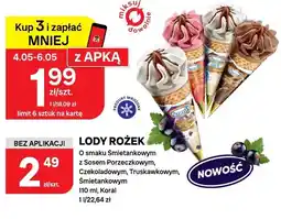 Chorten Lody rożek O smaku Śmietankowym z Sosem Porzeczkowym, Czekoladowym, Truskawkowym, Śmietankowym oferta