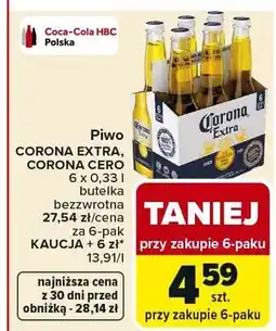 Carrefour Piwo Corona Extra 6x0.33l butelka bezwrotna oferta