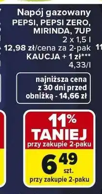 Carrefour Napój gazowany Pepsi, Pepsi Max, Mirinda, 7Up oferta