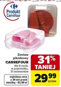 Carrefour Zestaw piknikowy dla 6 osób, w pojemniku, 31 elementów oferta