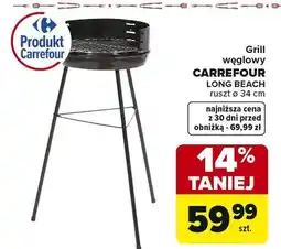 Carrefour Grill węglowy Long Beach ruszt ø 34 cm oferta