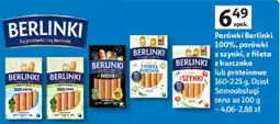 Auchan Parówki berlinki 100% parówki z szynki, z fileta z kurczaka lub parówkowe dział samoobsługi oferta