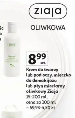 Auchan Krem do twarzy lub pod oczy, mleczko do demakijażu lub płyn micelarny oliwkowy oferta