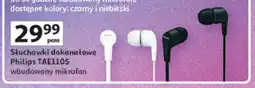 Auchan Słuchawki dokanałowe TAE1105 wbudowany mikrofon oferta