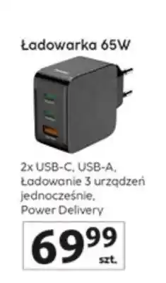 Auchan Ładowarka 65W 2x USB-C, USB-A, ładowanie 3 urządzeń jednocześnie, Power Delivery oferta