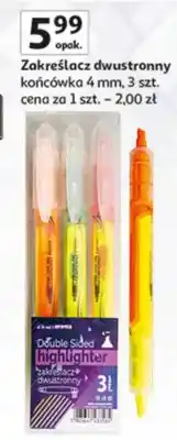Auchan Zakreślacz dwustronny końcówka 4 mm, 3 szt oferta