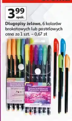 Auchan Długopisy żelowe, 6 kolorów brokatowych lub pastelowych oferta