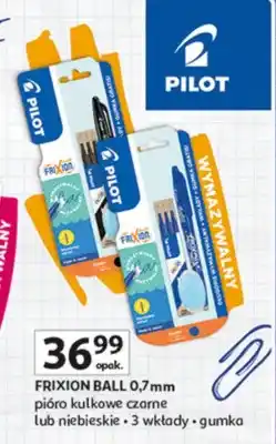 Auchan Ball 0,7mm pióro kulkowe czarne lub niebieskie • 3 wkłady • gumka oferta