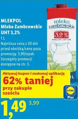 Lidl Mleko Zambrowskie UHT 3,2% oferta