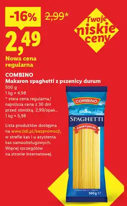 Lidl COMBINO Makaron spaghetti z pszenicy durum oferta
