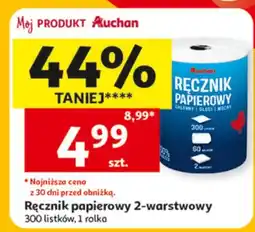 Auchan Ręcznik papierowy 2-warstwowy 300 listków, 1 rolka oferta