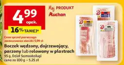 Auchan Boczek wędzony, dojrzewający, parzony lub rolowany w plastrach oferta