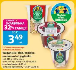 Auchan Wegańskie tłuszcze do smarowania blia, tapioka, owsianka lub jaglanka różne smaki oferta