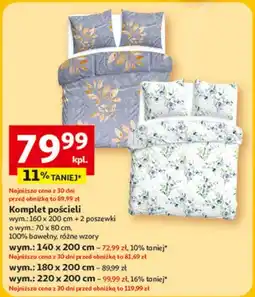 Auchan Komplet pościeli 160x200cm + 2 poszewki o wym. 70x80cm, 100% bawełny oferta