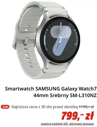 Media Markt Smartwatch SAMSUNG Galaxy Watch7 44mm Srebrny SM-L310NZ oferta