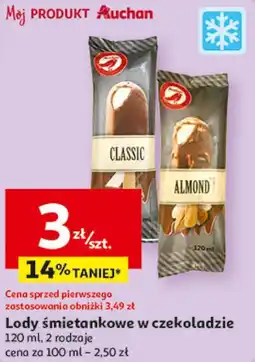 Auchan Lody śmietankowe w czekoladzie oferta
