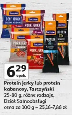 Auchan Protein jerky lub protein kabanosy, Tarczyński oferta