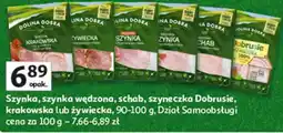 Auchan Szynka, szynka wędzona, schab, szyneczka Dobrusie, krakowska lub żywiecka oferta