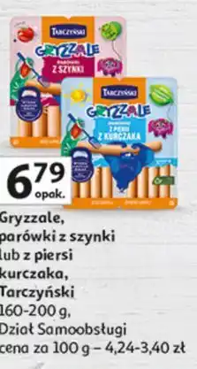 Auchan Gryzzale, parówki z szynki lub z piersi kurczaka, Tarczyński oferta