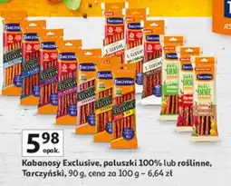 Auchan Kabanosy Exclusive, paluszki 100% lub roślinne, Tarczyński oferta