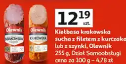 Auchan Kiełbasa krakowska sucha z filetem z kurczaka lub z szynki oferta