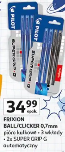 Auchan FRIXION BALL/CLICKER 0,7mm pióro kulkowe • 3 wkłady • 2x SUPER GRIP G automatyczny oferta