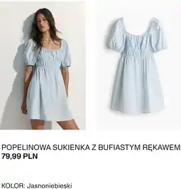 H&M POPELINOWA SUKIENKA Z BUFIASTYM RĘKAWEM oferta