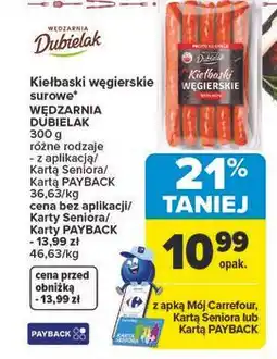 Carrefour Kiełbaski węgierskie surowe* WĘDZARNIA DUBIELAK oferta