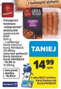 Carrefour Cevapcici wołowo- -wieprzowe* SOKOŁÓW opakowanie MAP oferta
