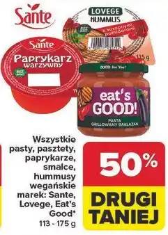 Carrefour Wszystkie pasty, pasztety, paprykarze, smalce, hummusy wegańskie marek: Sante, Lovege, Eat's Good oferta