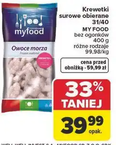 Carrefour Krewetki surowe obierane 31/40 MY FOOD oferta